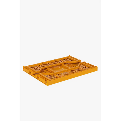 Foldable Storage Bins, Plastic Crate for Storage, Collapsible Crate, Utility Stackable Box Medium Mustard - Luna Crates