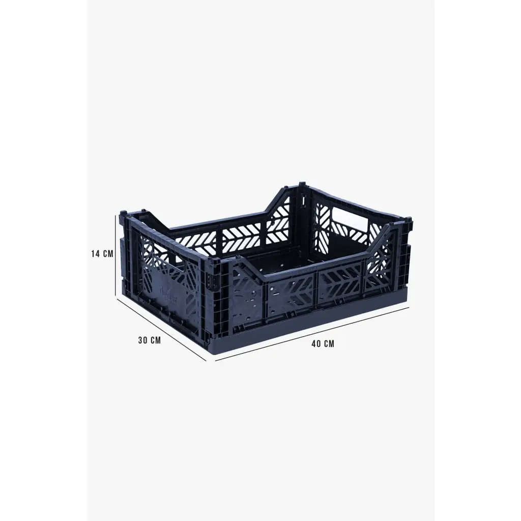 Foldable Storage Bins, Plastic Crate for Storage, Collapsible Crate, Utility Stackable Box Medium Navy - Luna Crates