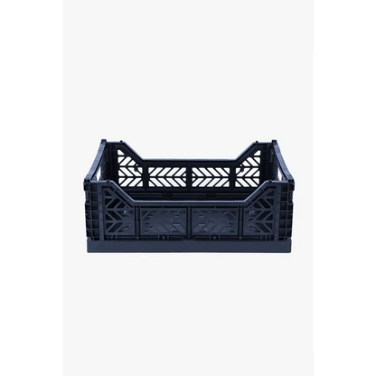 Foldable Storage Bins, Plastic Crate for Storage, Collapsible Crate, Utility Stackable Box Medium Navy - Luna Crates