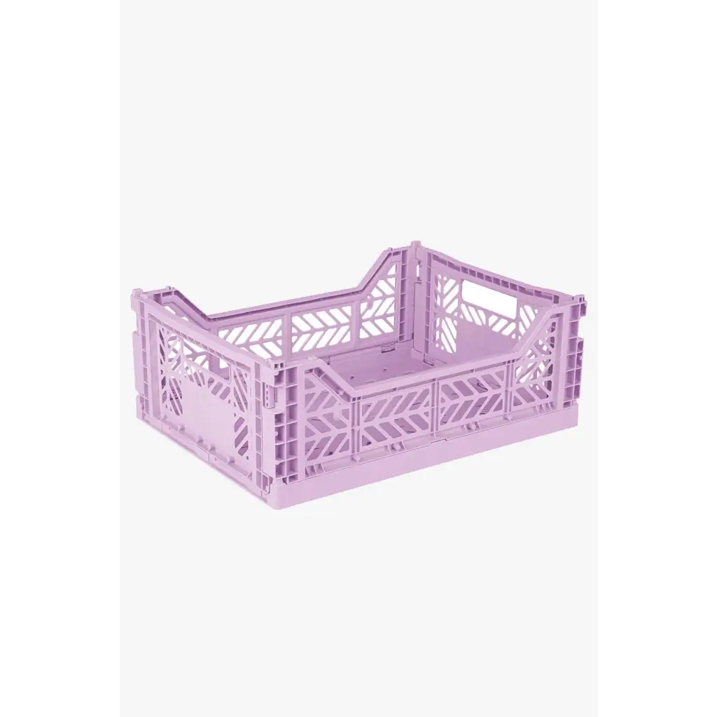 Foldable Storage Bins, Plastic Crate for Storage, Collapsible Crate, Utility Stackable Box Medium Orchid - Luna Crates