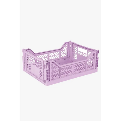 Foldable Storage Bins, Plastic Crate for Storage, Collapsible Crate, Utility Stackable Box Medium Orchid - Luna Crates