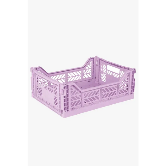 Foldable Storage Bins, Plastic Crate for Storage, Collapsible Crate, Utility Stackable Box Medium Orchid - Luna Crates