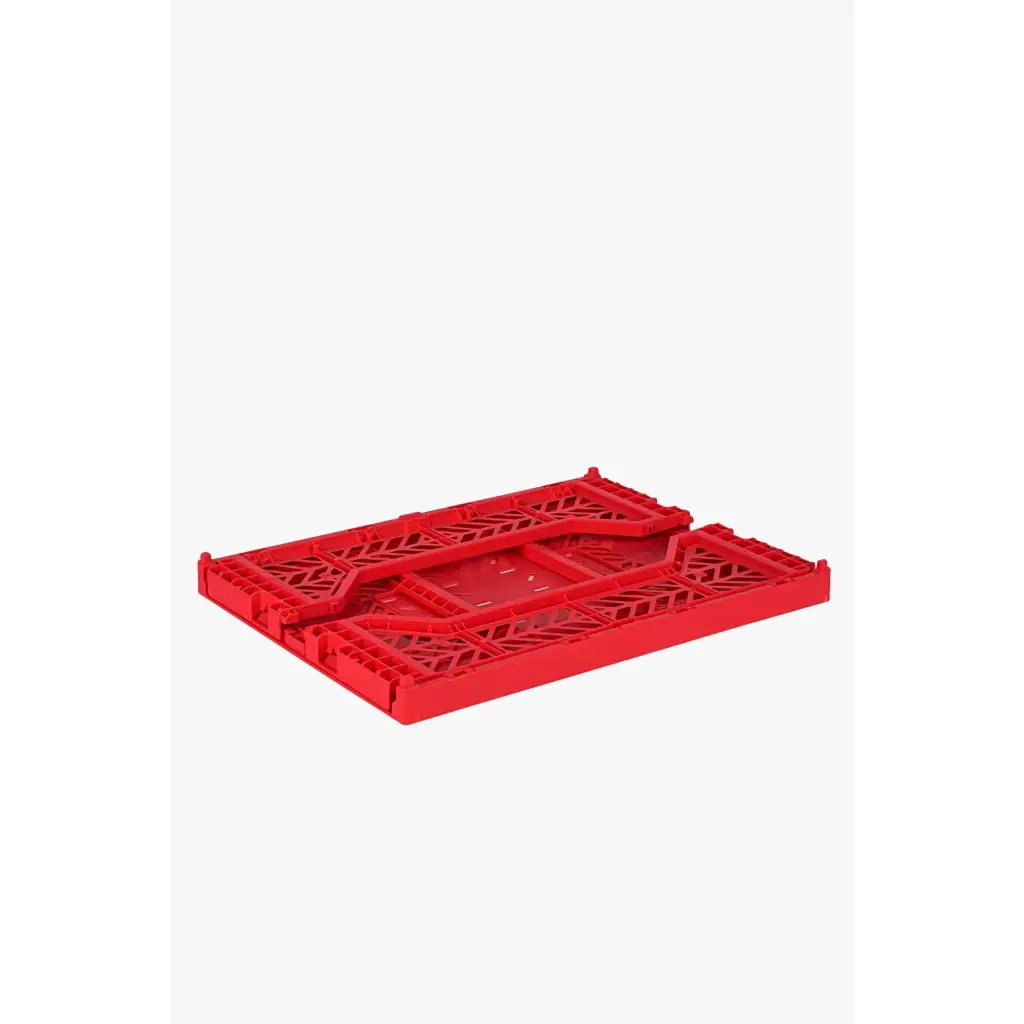 Foldable Storage Bins, Plastic Crate for Storage, Collapsible Crate, Utility Stackable Box Medium Red - Luna Crates