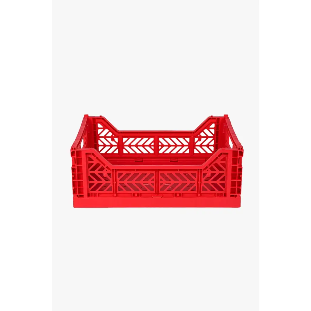 Foldable Storage Bins, Plastic Crate for Storage, Collapsible Crate, Utility Stackable Box Medium Red - Luna Crates