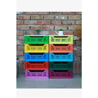 Foldable Storage Bins, Plastic Crate for Storage, Collapsible Crate, Utility Stackable Box Medium Red - Luna Crates