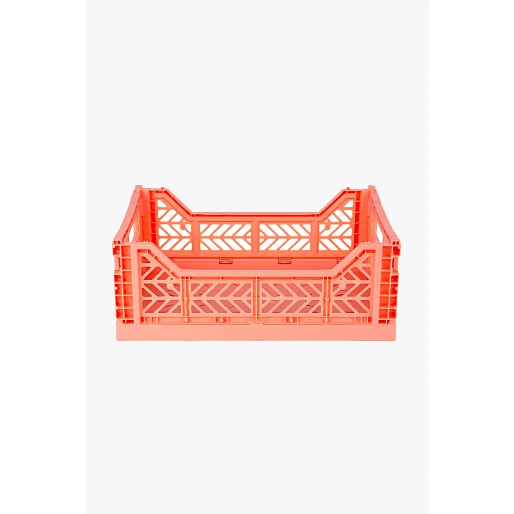 Foldable Storage Bins, Plastic Crate for Storage, Collapsible Crate, Utility Stackable Box Medium Salmon Pink - Luna Crates