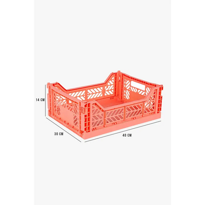 Foldable Storage Bins, Plastic Crate for Storage, Collapsible Crate, Utility Stackable Box Medium Salmon Pink - Luna Crates