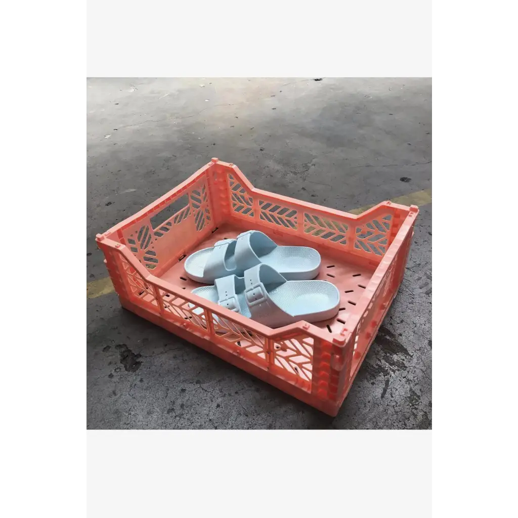 Foldable Storage Bins, Plastic Crate for Storage, Collapsible Crate, Utility Stackable Box Medium Salmon Pink - Luna Crates