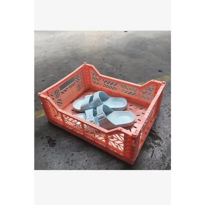 Foldable Storage Bins, Plastic Crate for Storage, Collapsible Crate, Utility Stackable Box Medium Salmon Pink - Luna Crates