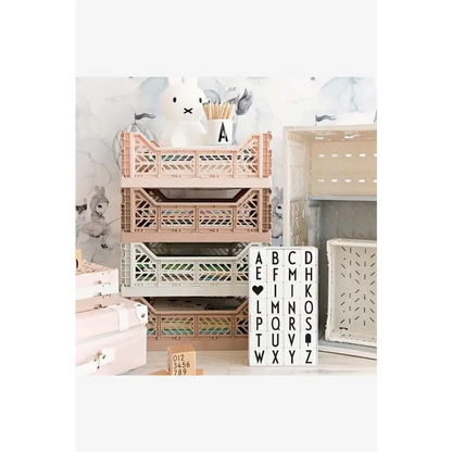Foldable Storage Bins, Plastic Crate for Storage, Collapsible Crate, Utility Stackable Box Medium Tan - Luna Crates