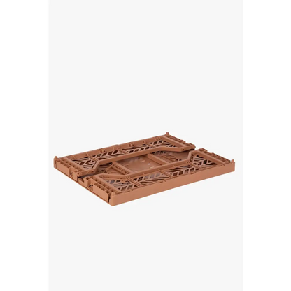 Foldable Storage Bins, Plastic Crate for Storage, Collapsible Crate, Utility Stackable Box Medium Tan - Luna Crates