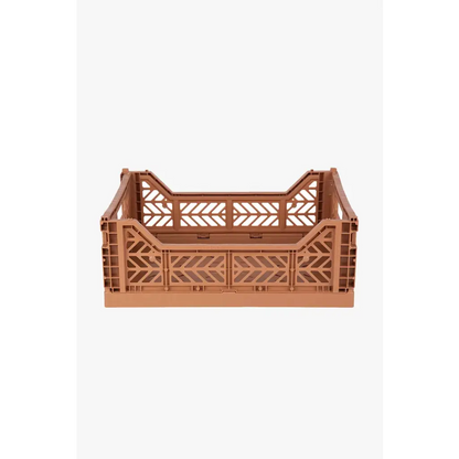 Foldable Storage Bins, Plastic Crate for Storage, Collapsible Crate, Utility Stackable Box Medium Tan - Luna Crates