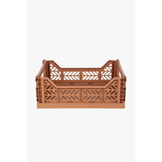 Foldable Storage Bins, Plastic Crate for Storage, Collapsible Crate, Utility Stackable Box Medium Tan - Luna Crates