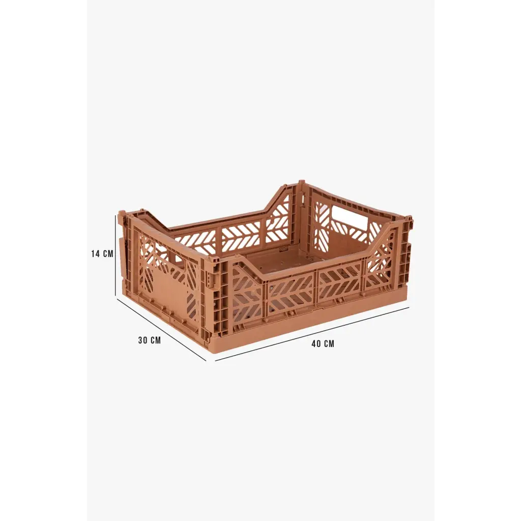 Foldable Storage Bins, Plastic Crate for Storage, Collapsible Crate, Utility Stackable Box Medium Tan - Luna Crates