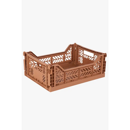 Foldable Storage Bins, Plastic Crate for Storage, Collapsible Crate, Utility Stackable Box Medium Tan - Luna Crates