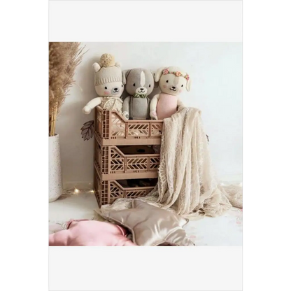 Foldable Storage Bins, Plastic Crate for Storage, Collapsible Crate, Utility Stackable Box Medium Warm Taupe - Luna Crates