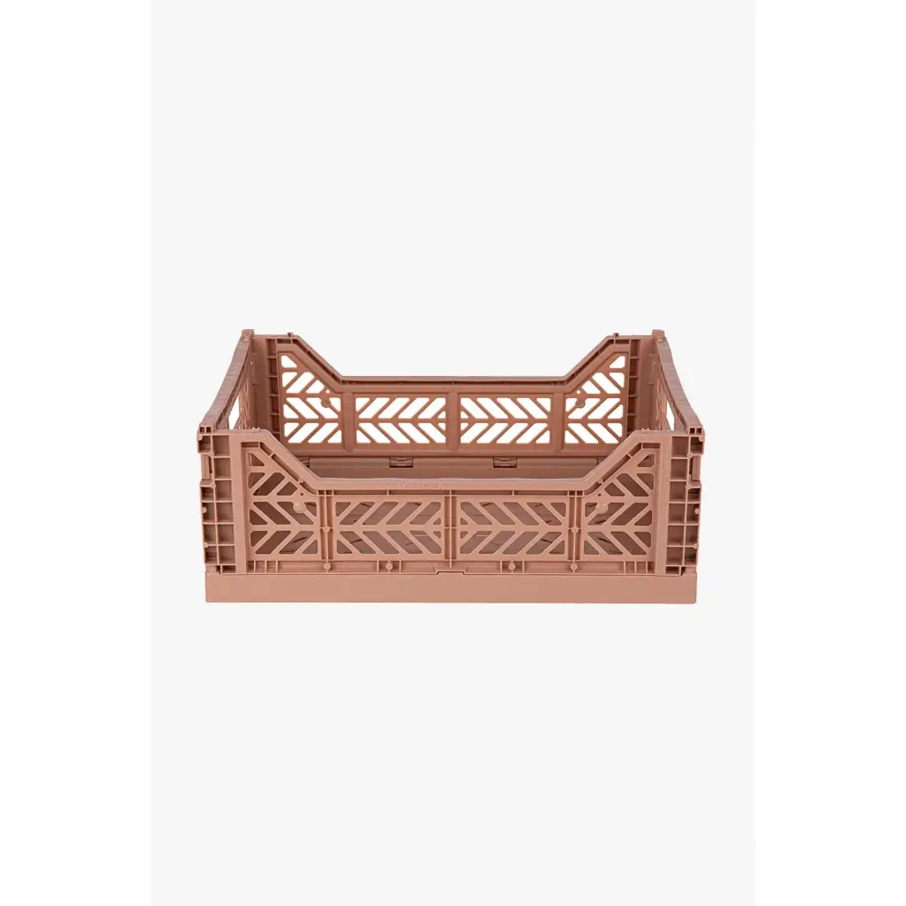 Foldable Storage Bins, Plastic Crate for Storage, Collapsible Crate, Utility Stackable Box Medium Warm Taupe - Luna Crates