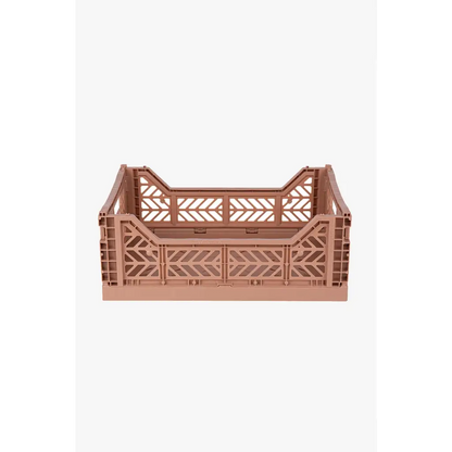 Foldable Storage Bins, Plastic Crate for Storage, Collapsible Crate, Utility Stackable Box Medium Warm Taupe - Luna Crates