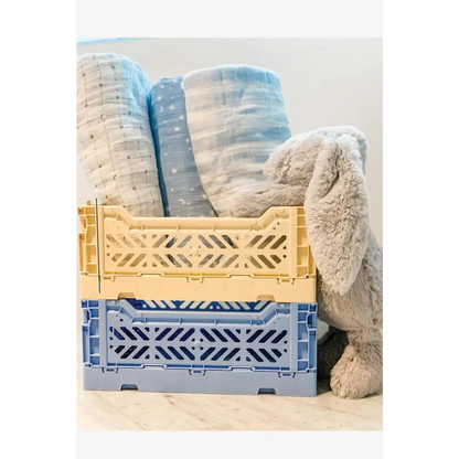 Foldable Storage Bins, Plastic Crate for Storage, Collapsible Crate, Utility Stackable Box Small Baby Blue - Luna Crates