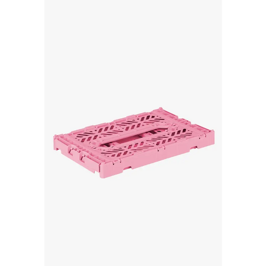 Foldable Storage Bins, Plastic Crate for Storage, Collapsible Crate, Utility Stackable Box Small Baby Pink - Luna Crates