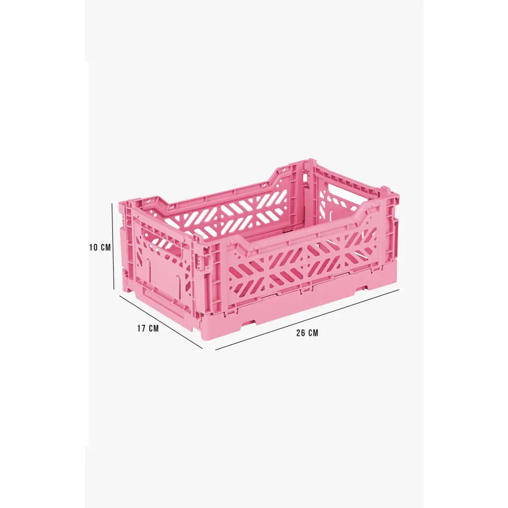 Foldable Storage Bins, Plastic Crate for Storage, Collapsible Crate, Utility Stackable Box Small Baby Pink - Luna Crates
