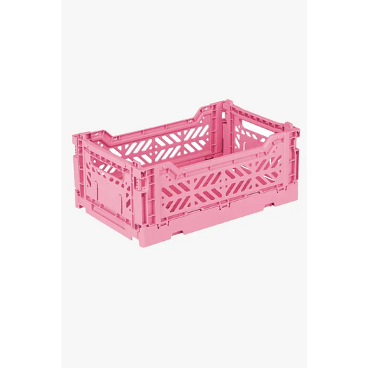 Foldable Storage Bins, Plastic Crate for Storage, Collapsible Crate, Utility Stackable Box Small Baby Pink - Luna Crates