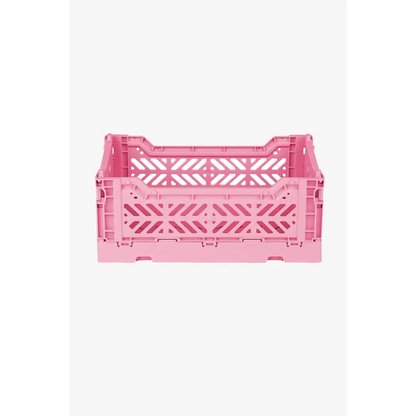Foldable Storage Bins, Plastic Crate for Storage, Collapsible Crate, Utility Stackable Box Small Baby Pink - Luna Crates