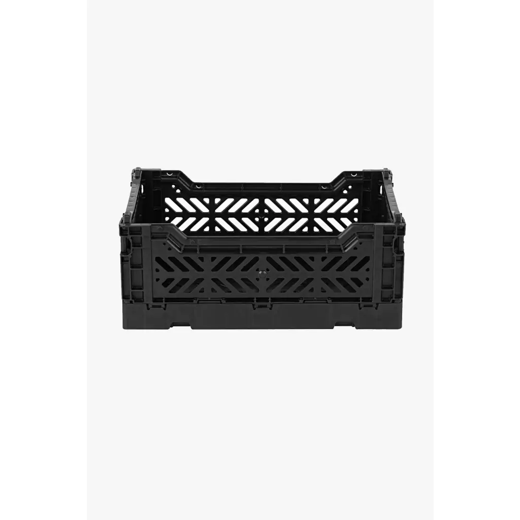 Foldable Storage Bins,Plastic Crate for Storage,Collapsible Crate,Utility Stackable Box Small Black - Luna Crates