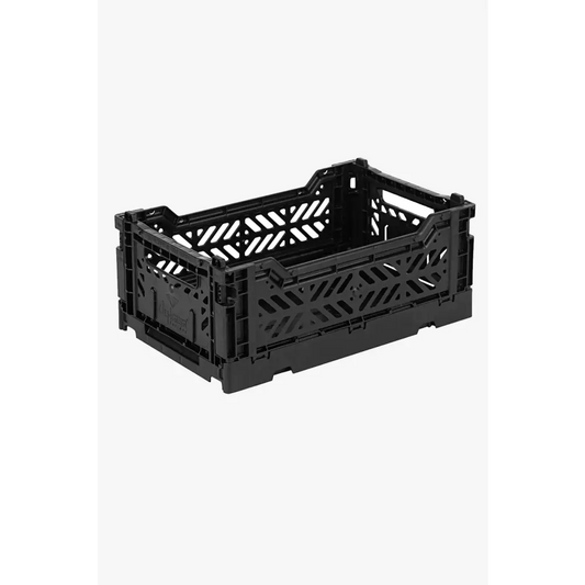 Foldable Storage Bins,Plastic Crate for Storage,Collapsible Crate,Utility Stackable Box Small Black - Luna Crates