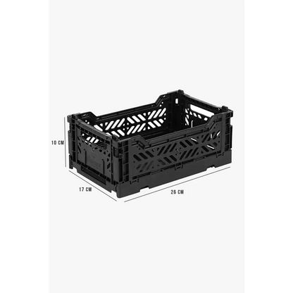 Foldable Storage Bins,Plastic Crate for Storage,Collapsible Crate,Utility Stackable Box Small Black - Luna Crates