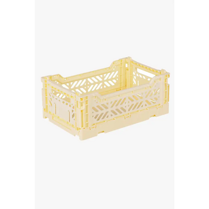 Foldable Storage Bins, Plastic Crate for Storage, Collapsible Crate, Utility Stackable Box Small Cream - Luna Crates