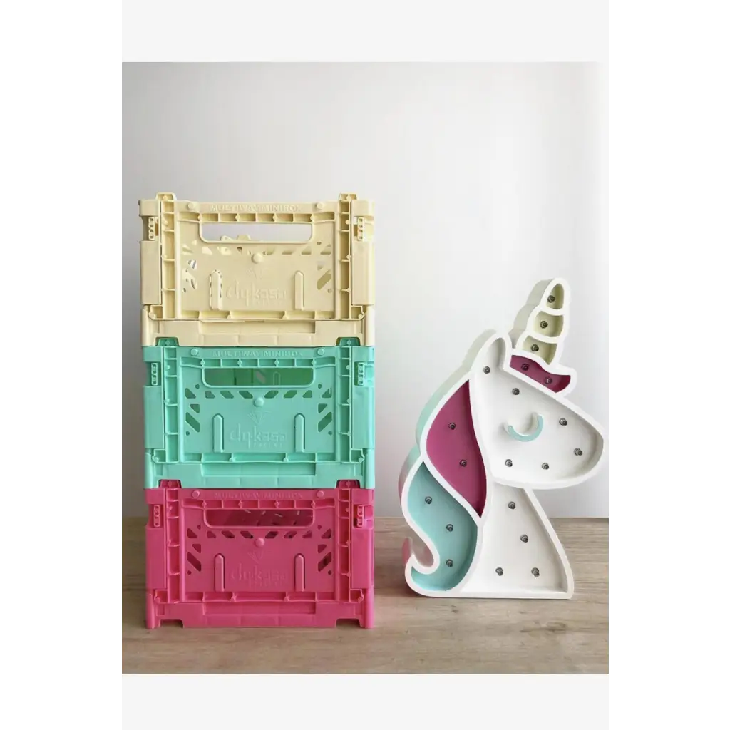 Foldable Storage Bins, Plastic Crate for Storage, Collapsible Crate, Utility Stackable Box Small Cream - Luna Crates