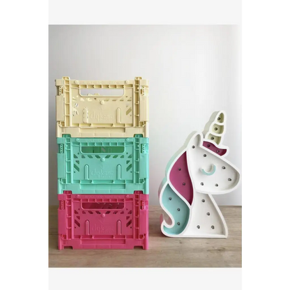 Foldable Storage Bins, Plastic Crate for Storage, Collapsible Crate, Utility Stackable Box Small Cream - Luna Crates