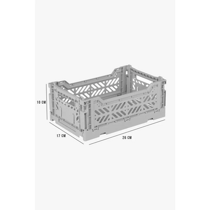 Foldable Storage Bins, Plastic Crate for Storage, Collapsible Crate, Utility Stackable Box Small Gray - Luna Crates