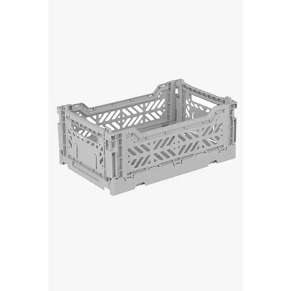 Foldable Storage Bins, Plastic Crate for Storage, Collapsible Crate, Utility Stackable Box Small Gray - Luna Crates