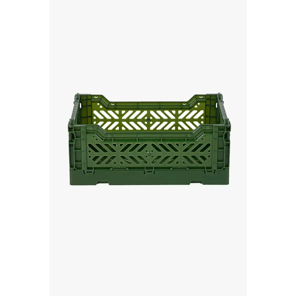 Foldable Storage Bins, Plastic Crate for Storage, Collapsible Crate, Utility Stackable Box Small Khaki - Luna Crates
