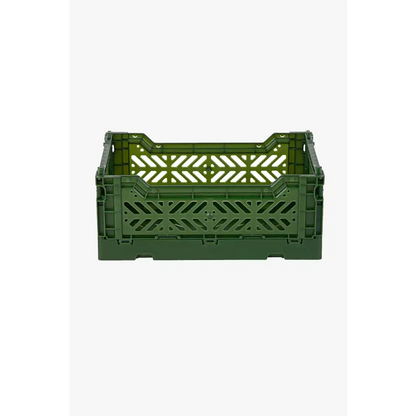 Foldable Storage Bins, Plastic Crate for Storage, Collapsible Crate, Utility Stackable Box Small Khaki - Luna Crates