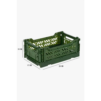 Foldable Storage Bins, Plastic Crate for Storage, Collapsible Crate, Utility Stackable Box Small Khaki - Luna Crates