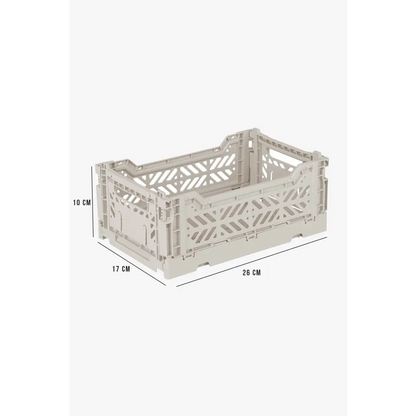 Foldable Storage Bins, Plastic Crate for Storage, Collapsible Crate, Utility Stackable Box Small Light Gray - Luna Crates