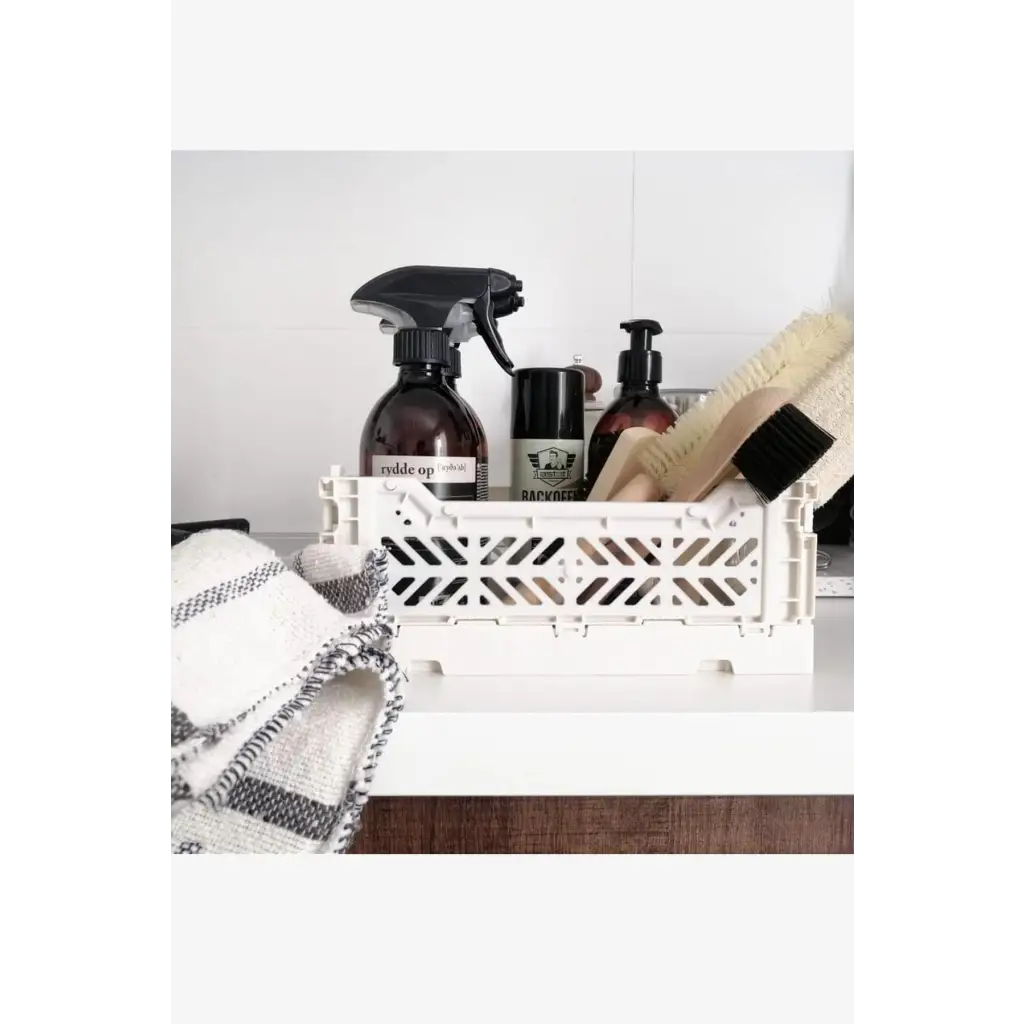 Foldable Storage Bins, Plastic Crate for Storage, Collapsible Crate, Utility Stackable Box Small Light Gray - Luna Crates