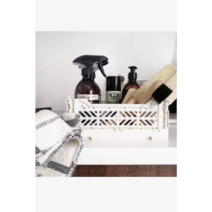 Foldable Storage Bins, Plastic Crate for Storage, Collapsible Crate, Utility Stackable Box Small Light Gray - Luna Crates