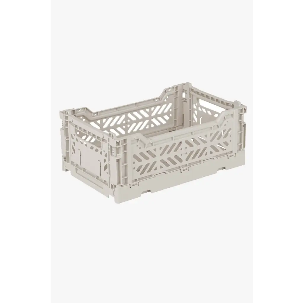 Foldable Storage Bins, Plastic Crate for Storage, Collapsible Crate, Utility Stackable Box Small Light Gray - Luna Crates