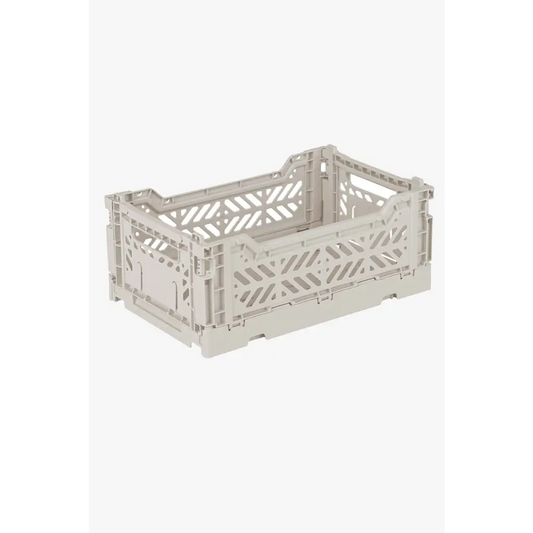 Foldable Storage Bins, Plastic Crate for Storage, Collapsible Crate, Utility Stackable Box Small Light Gray - Luna Crates