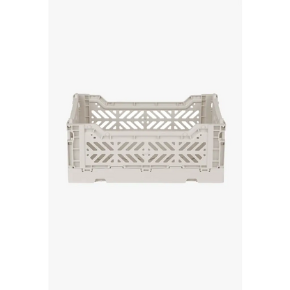 Foldable Storage Bins, Plastic Crate for Storage, Collapsible Crate, Utility Stackable Box Small Light Gray - Luna Crates