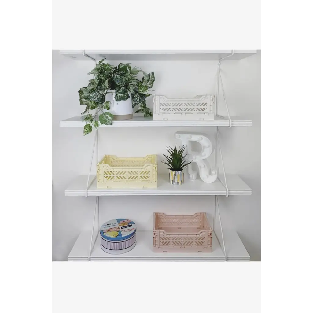 Foldable Storage Bins, Plastic Crate for Storage, Collapsible Crate, Utility Stackable Box Small Milk Tea - Luna Crates