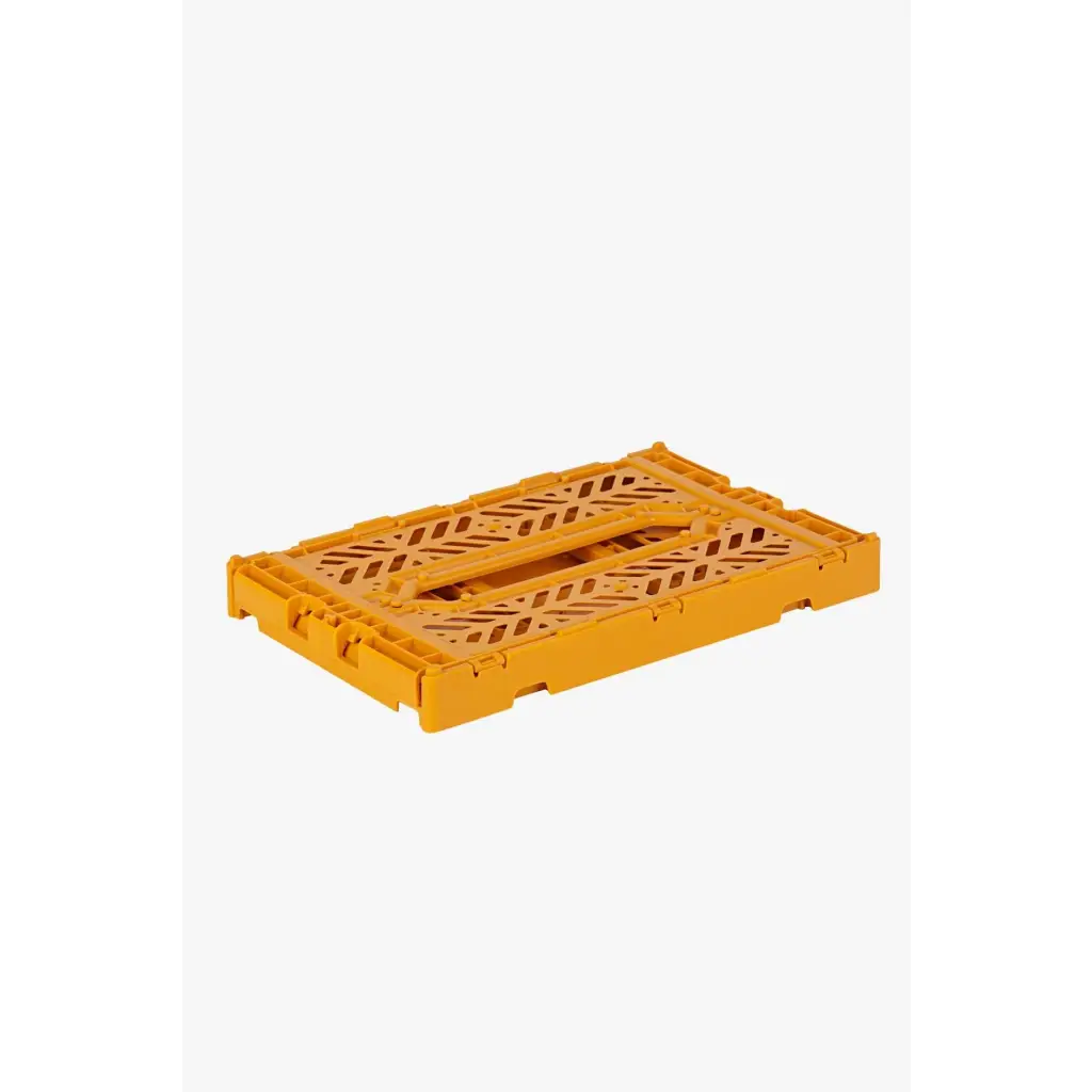 Foldable Storage Bins, Plastic Crate for Storage, Collapsible Crate, Utility Stackable Box Small Mustard - Luna Crates
