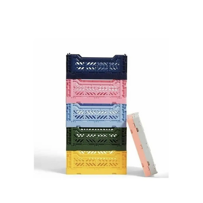 Foldable Storage Bins, Plastic Crate for Storage, Collapsible Crate, Utility Stackable Box Small Navy - Luna Crates