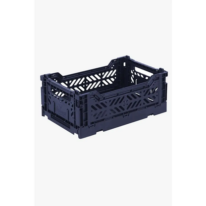 Foldable Storage Bins, Plastic Crate for Storage, Collapsible Crate, Utility Stackable Box Small Navy - Luna Crates