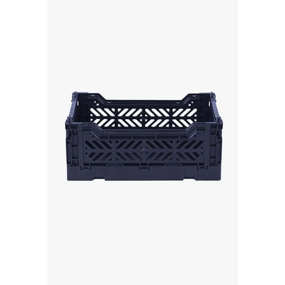 Foldable Storage Bins, Plastic Crate for Storage, Collapsible Crate, Utility Stackable Box Small Navy - Luna Crates