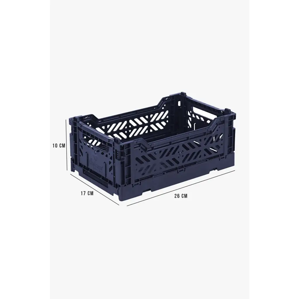 Foldable Storage Bins, Plastic Crate for Storage, Collapsible Crate, Utility Stackable Box Small Navy - Luna Crates